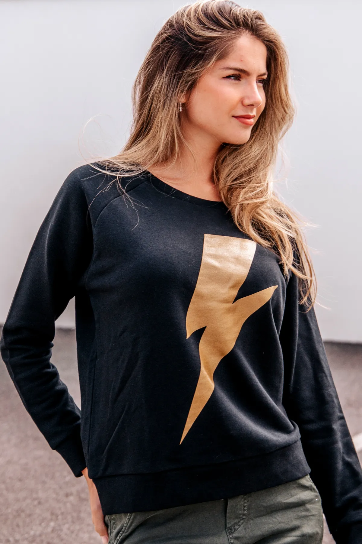 Bolt Organic Sweatshirt | Black with Gold