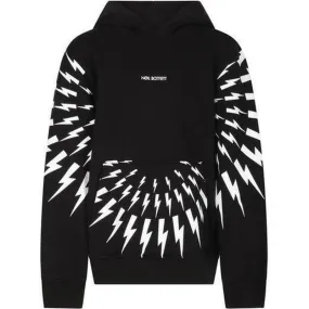 Boys Black Circle Bolt Hooded Sweatshirt