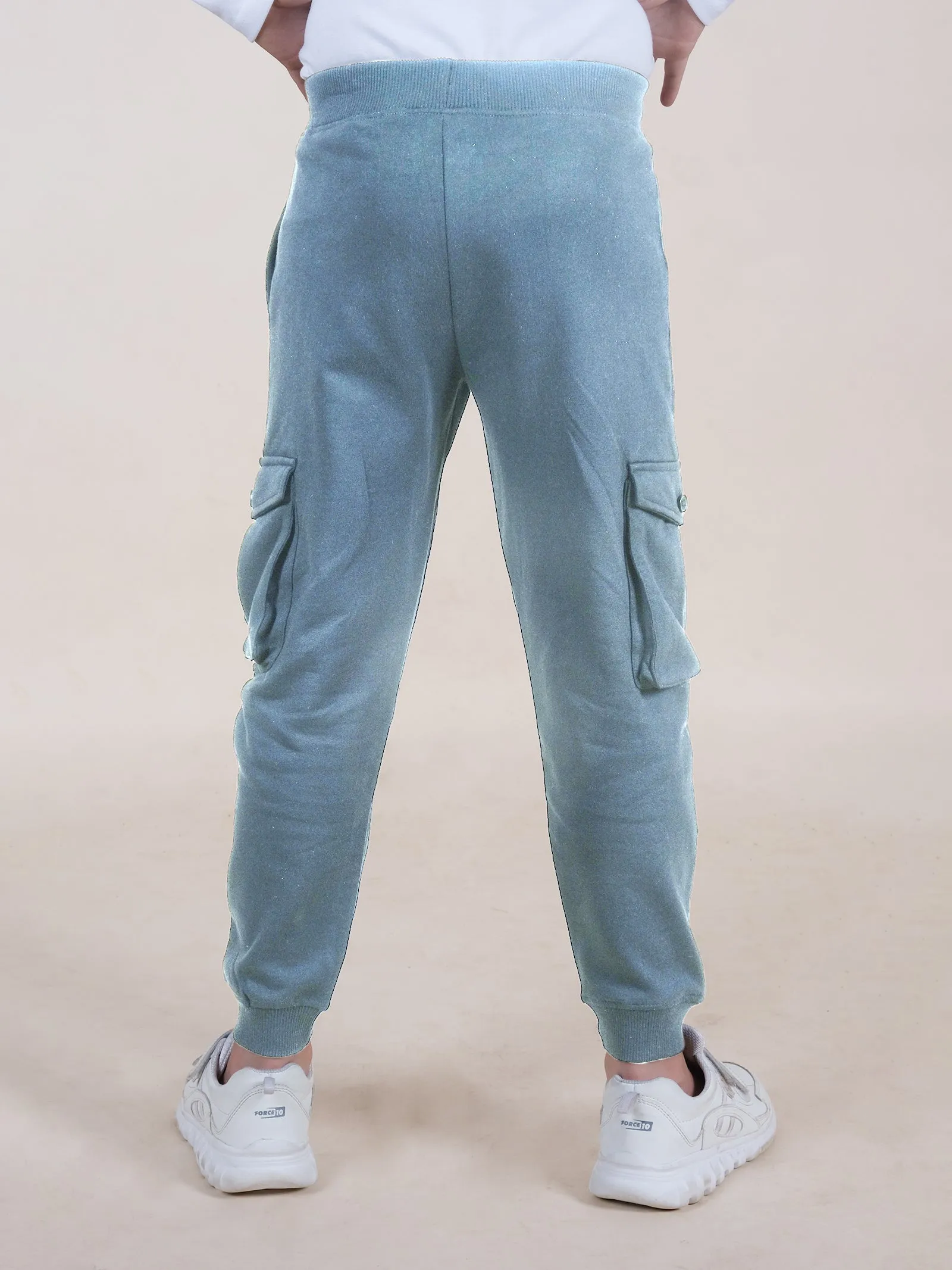 Boys Solid Fleece Cargo Track Pant