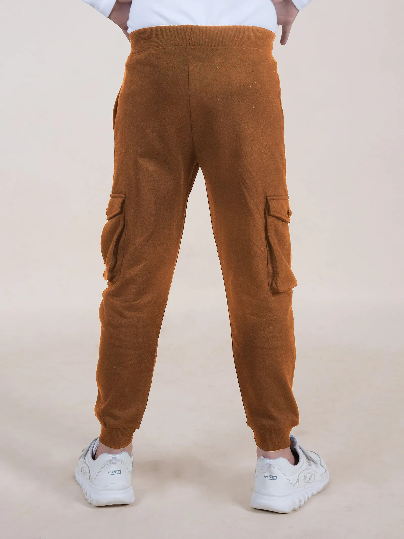 Boys Solid Fleece Cargo Track Pant