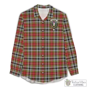 Buchanan Old Dress Tartan Women's Casual Shirt with Family Crest