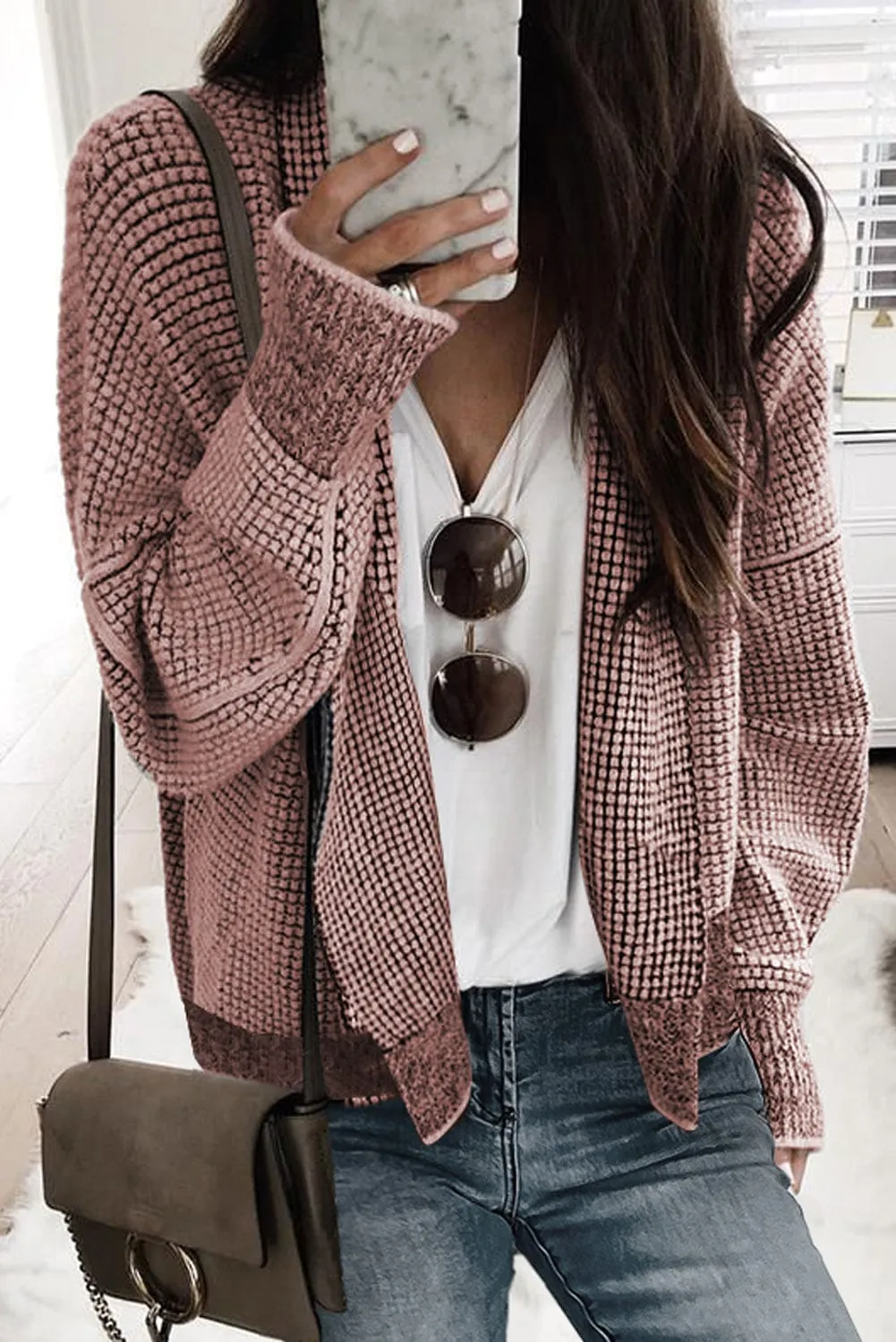 Cable Knit Long Cardigan with Pockets