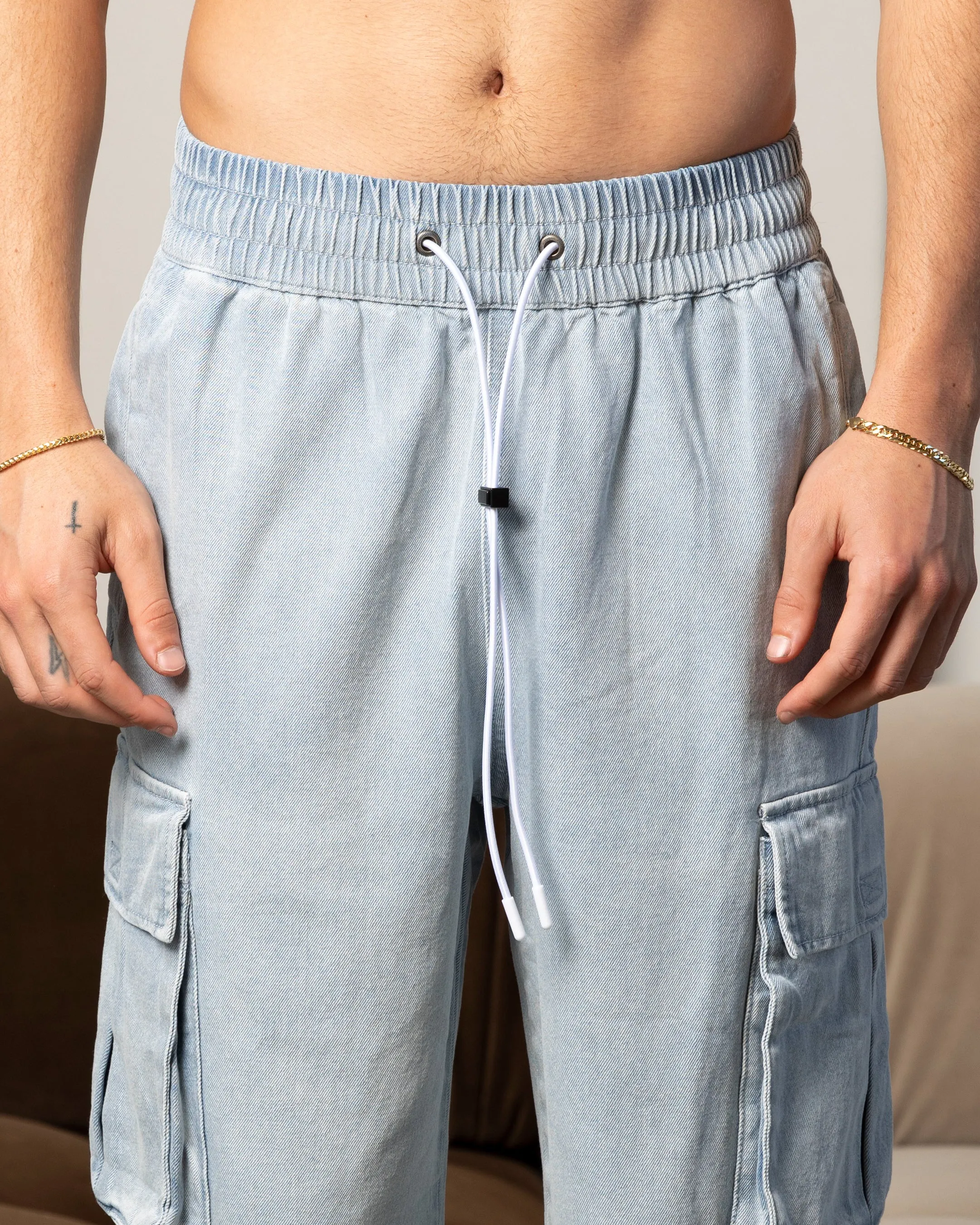 Carre Denim Superior Cargo Joggers Light Blue