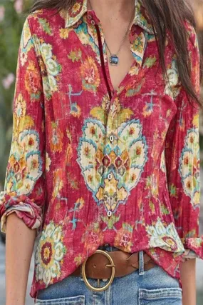 CEZ101 - BOHO PRINT TOP