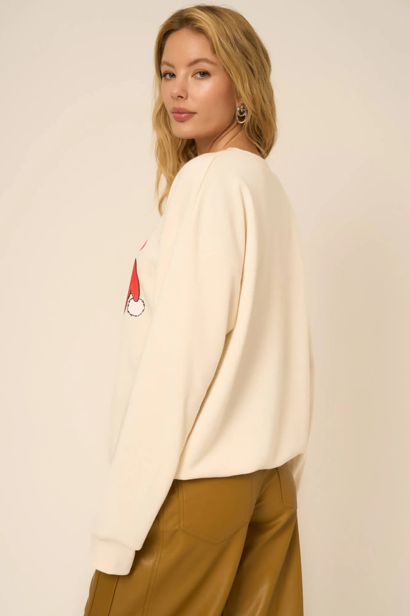 Cheers To The Naughty List Sweatshirt - Cozy Cream