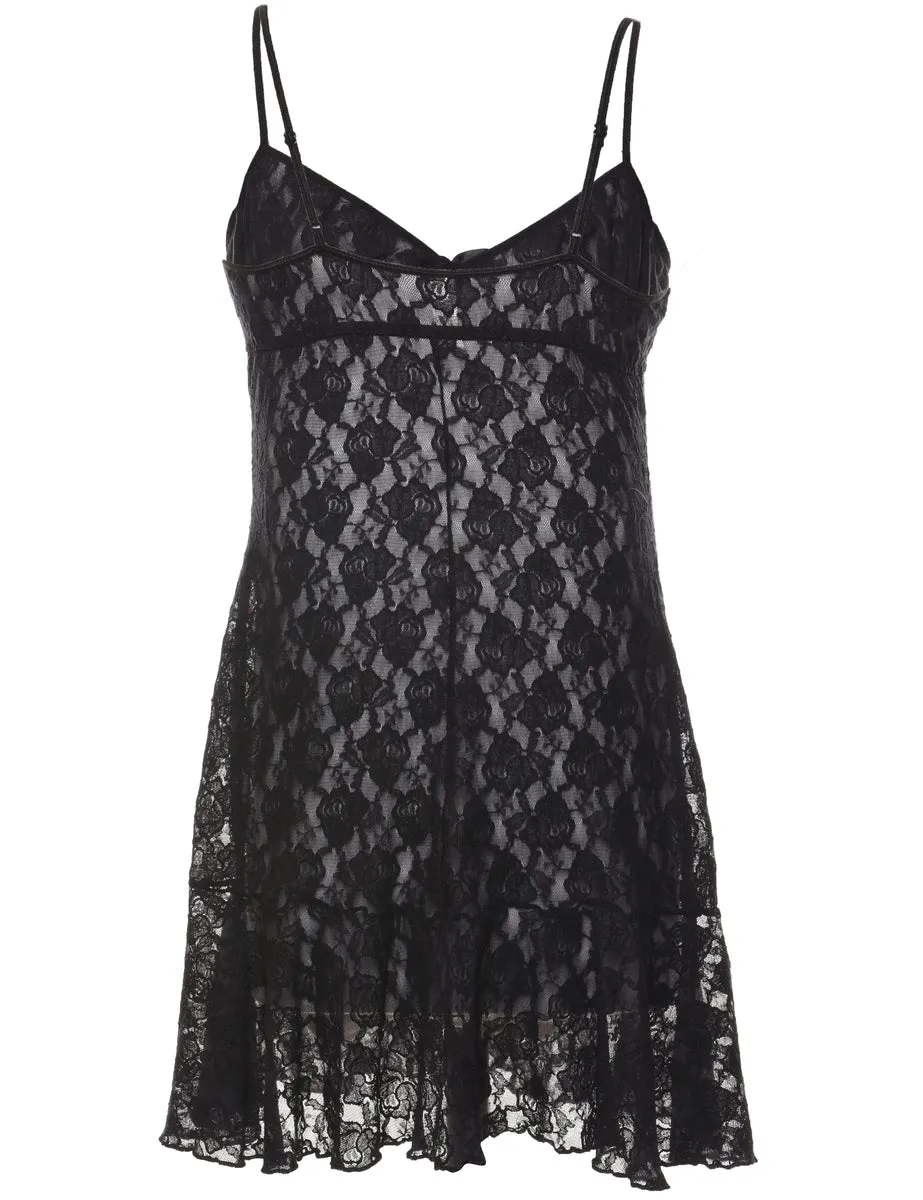 Classic Strappy Lace Slip Dress - L