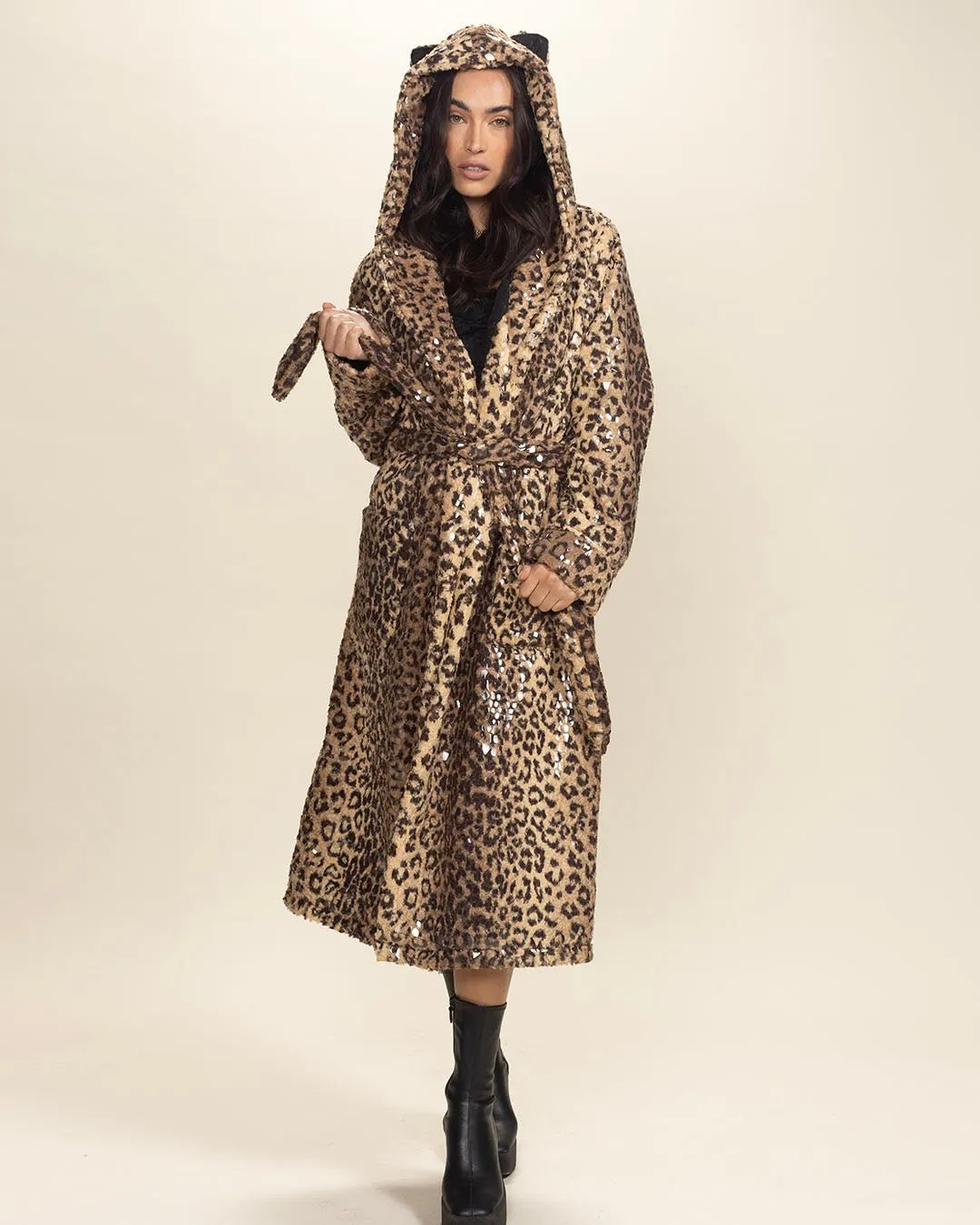 Classic Women's Long Faux Fur Coat | Sri Lankan Leopard Print