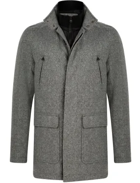 Clayne Wool Look Notch Collar Tailored Coat with Quilted Mock Insert in Mid Grey Marl - Tokyo Laundry