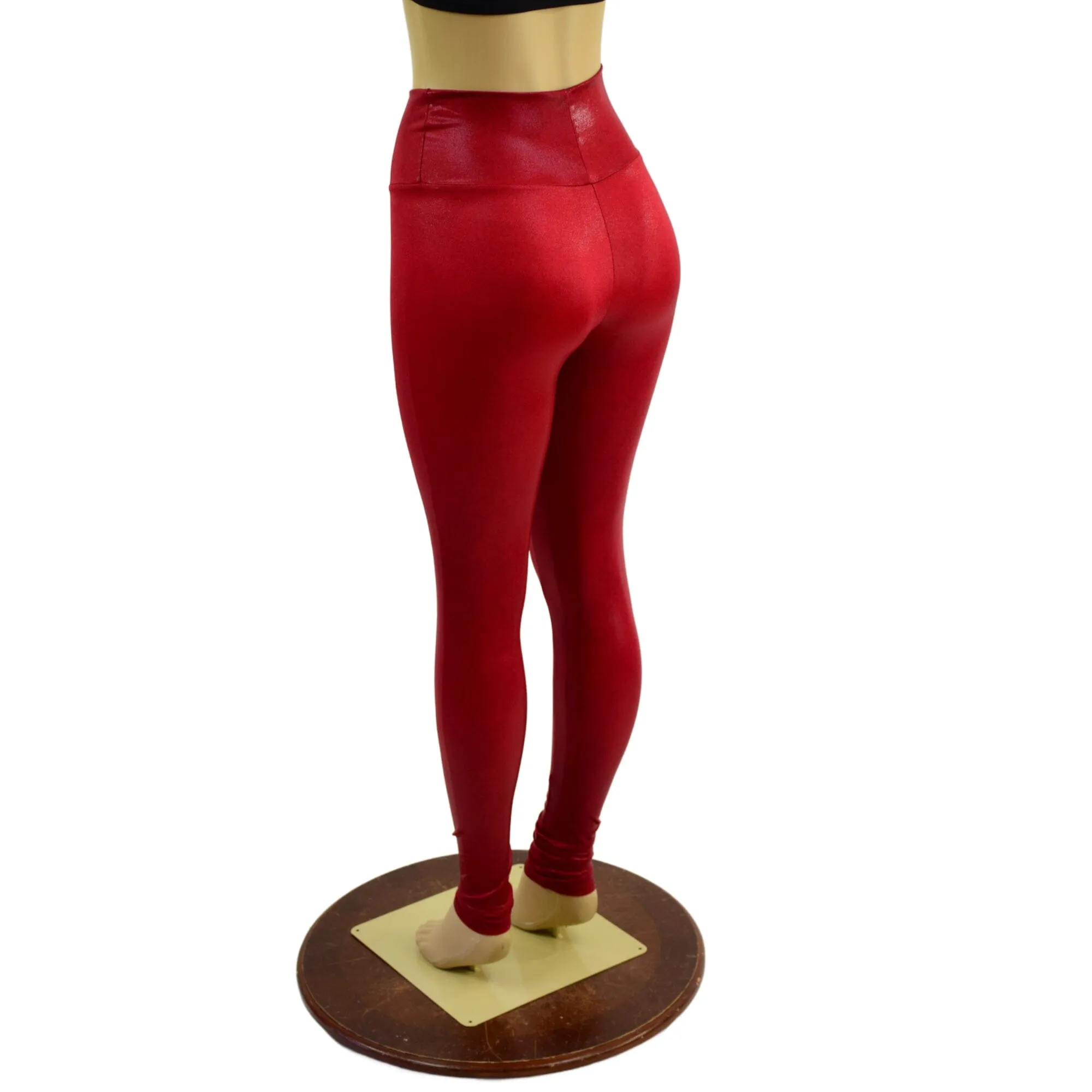 Coagulant Red Metallic High Waist Leggings READY TO SHIP