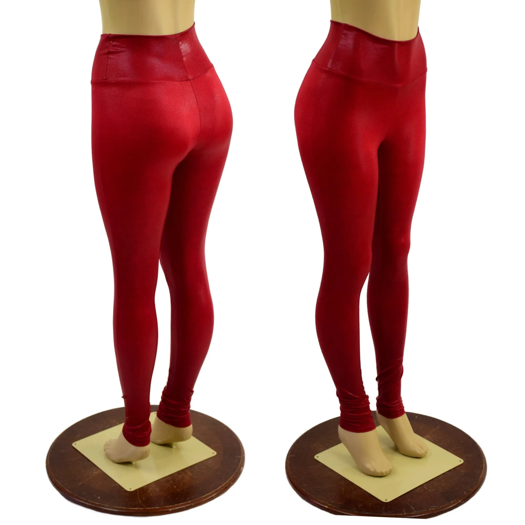 Coagulant Red Metallic High Waist Leggings READY TO SHIP