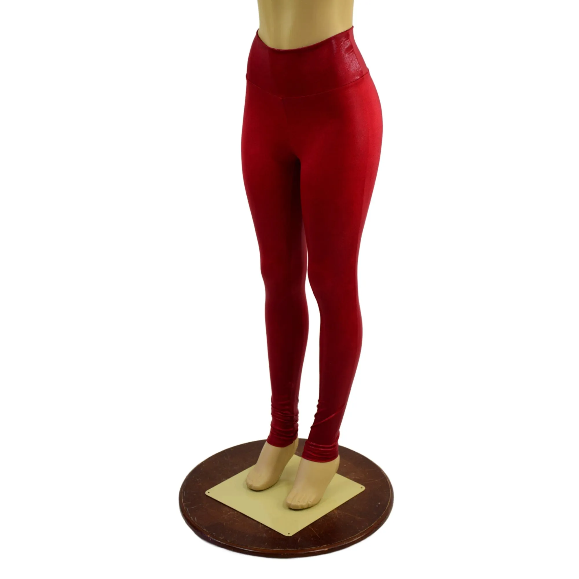 Coagulant Red Metallic High Waist Leggings READY TO SHIP