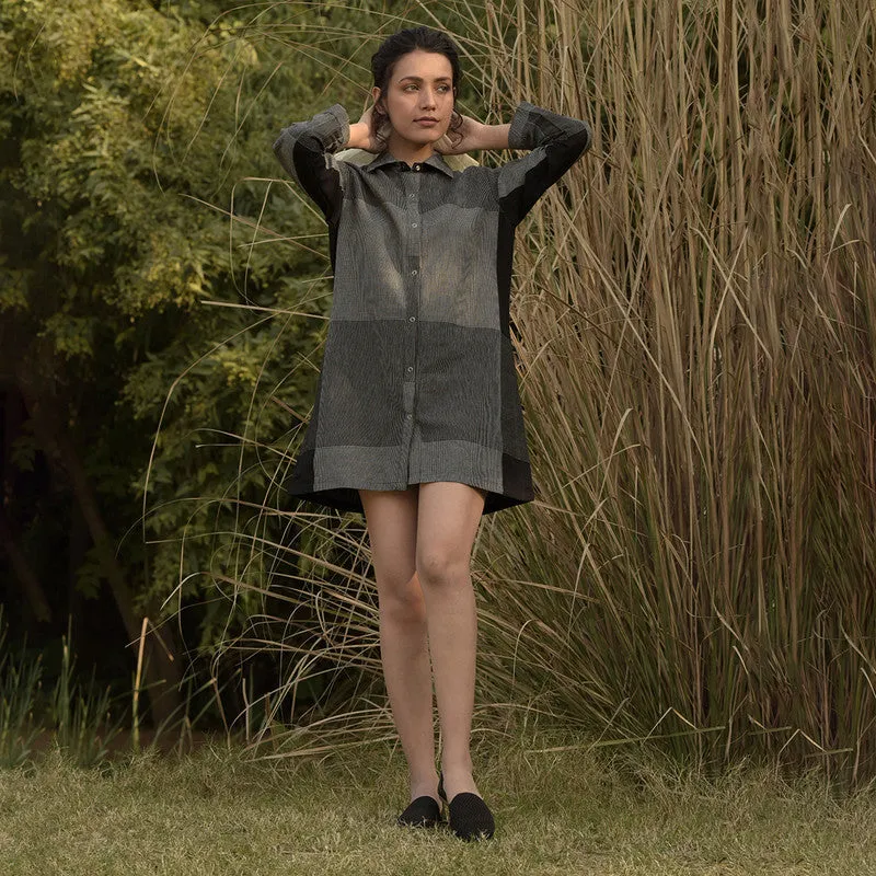 Cotton Dress For Women | Oversized | Spread Collar | Black