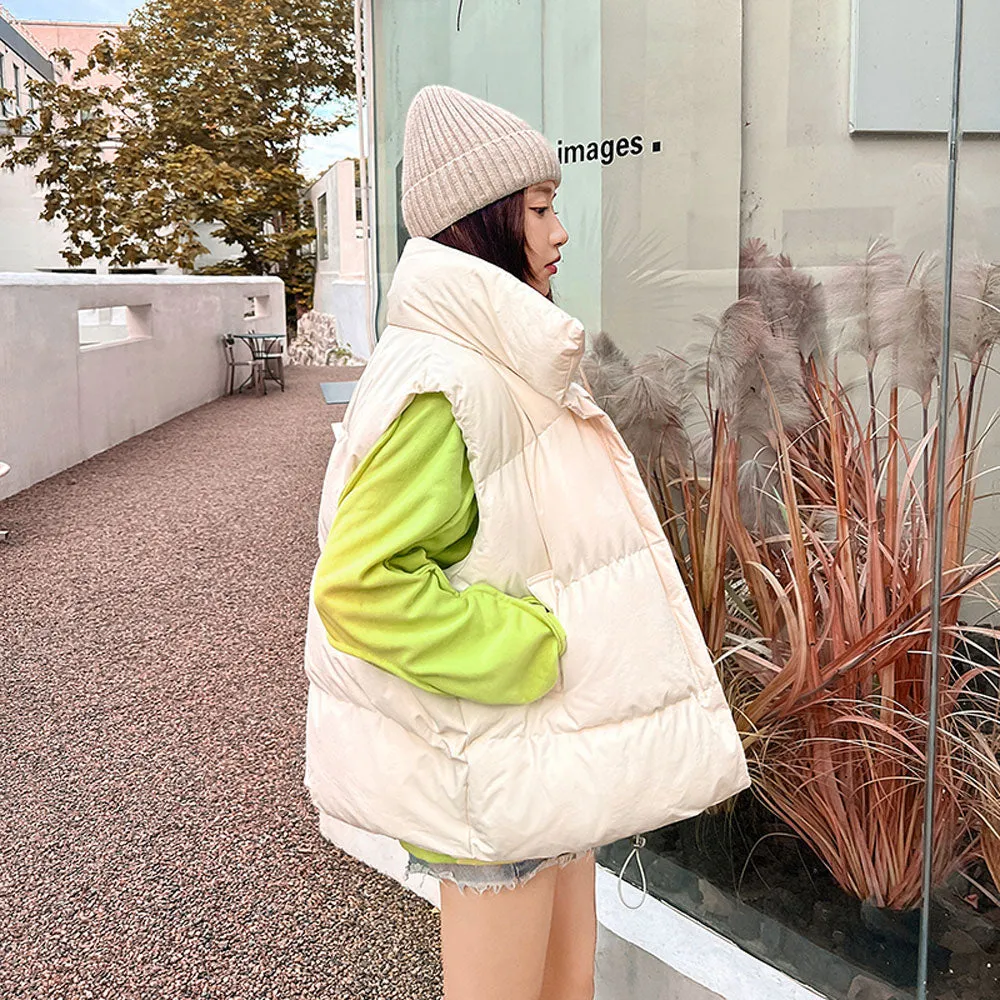 Cotton Vest Women Warm Coat Turn down Collar Zipper