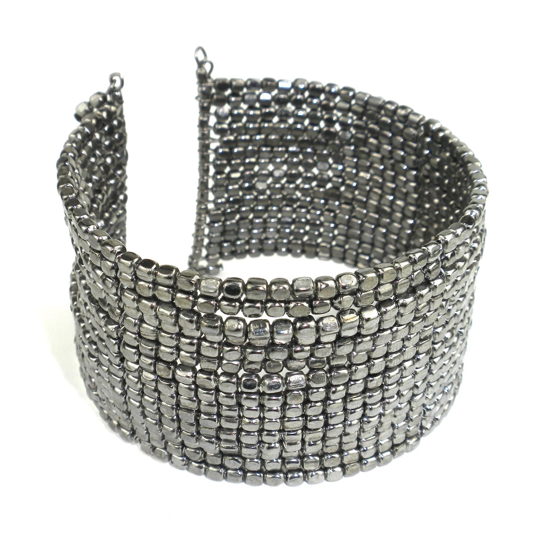 Cubist Beaded Cuff in Gunmetal Gray WorldFinds