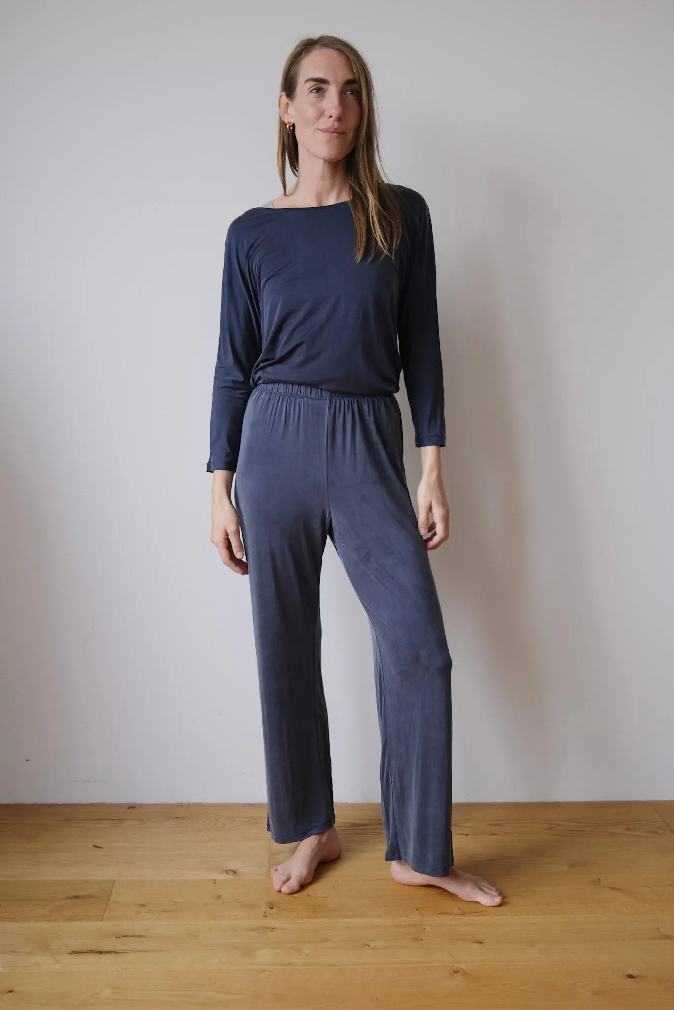 cupro pant - high waist - midnight blue