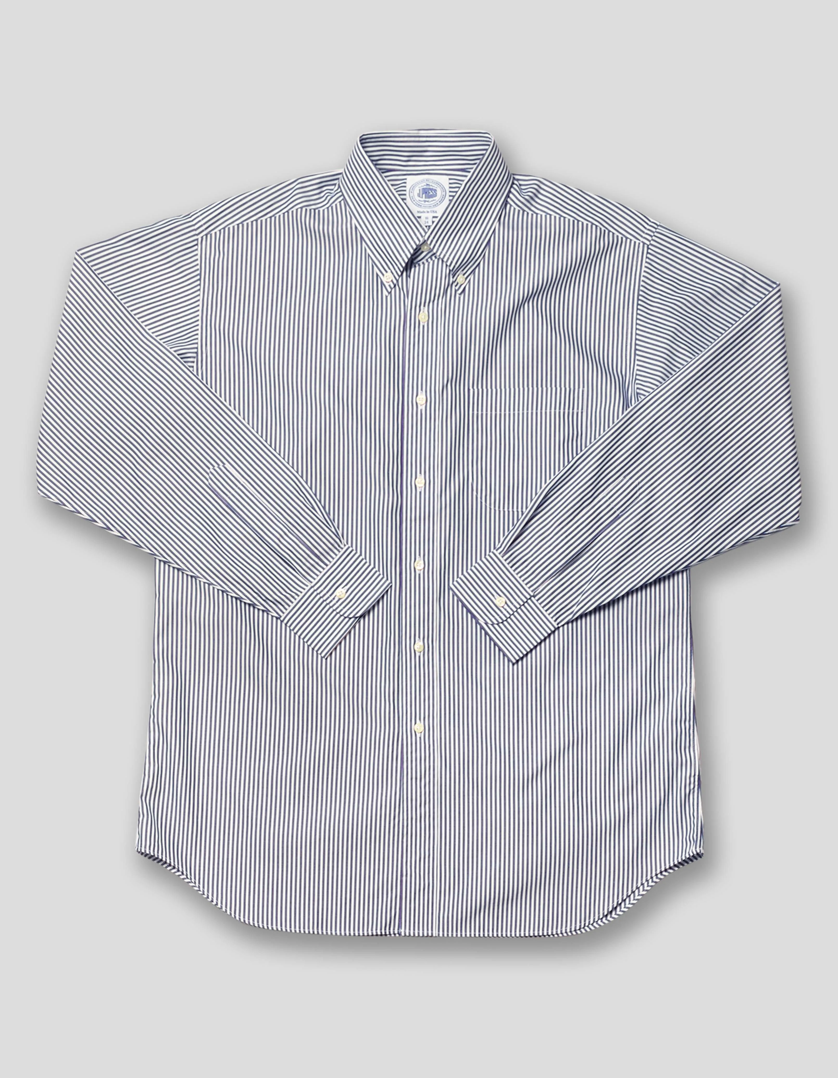 DARK BLUE BENGAL STRIPE BROADCLOTH DRESS SHIRT