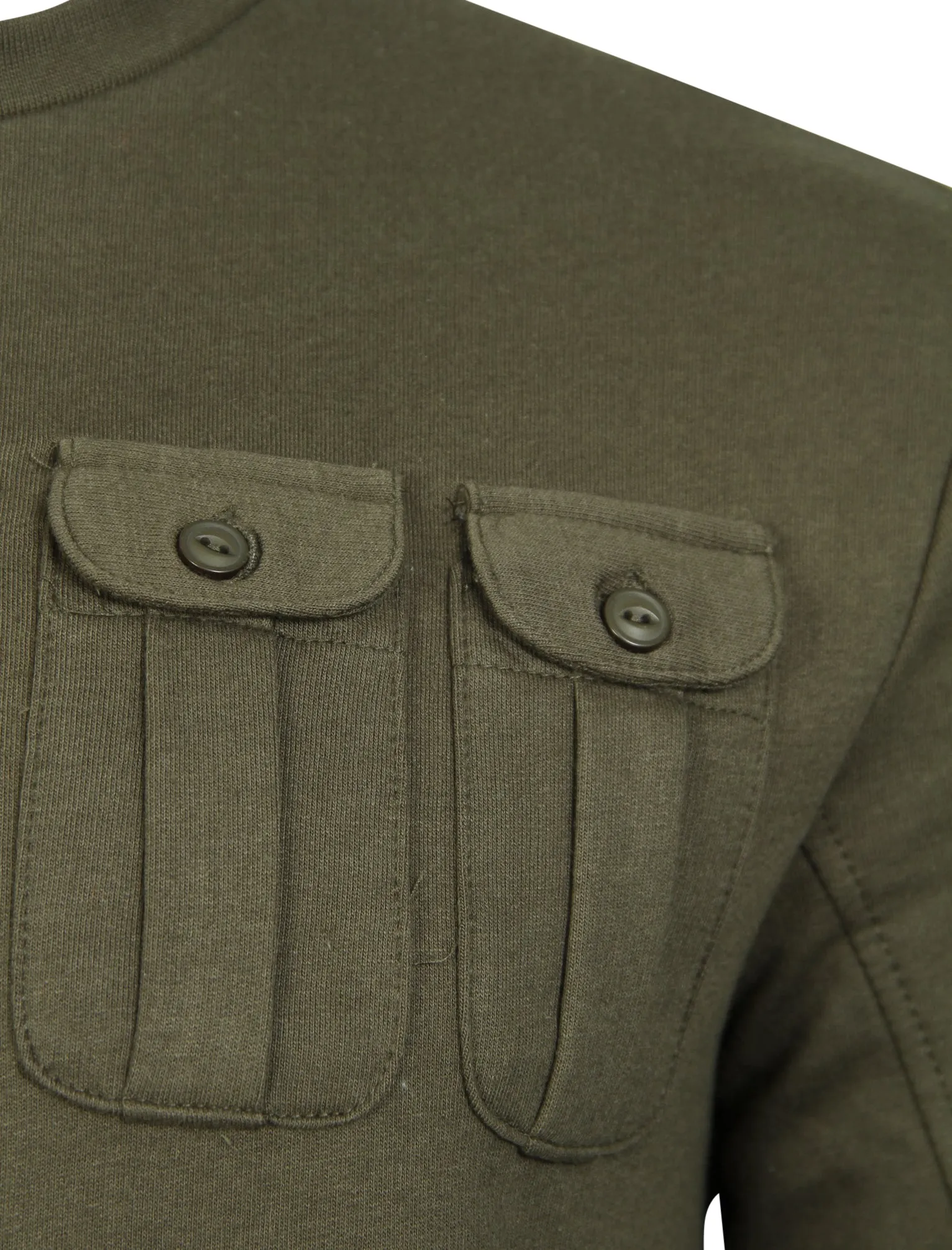 Darryl Double Pocket Crew Sweatshirt In Khaki