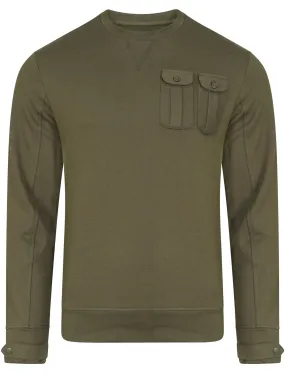 Darryl Double Pocket Crew Sweatshirt In Khaki