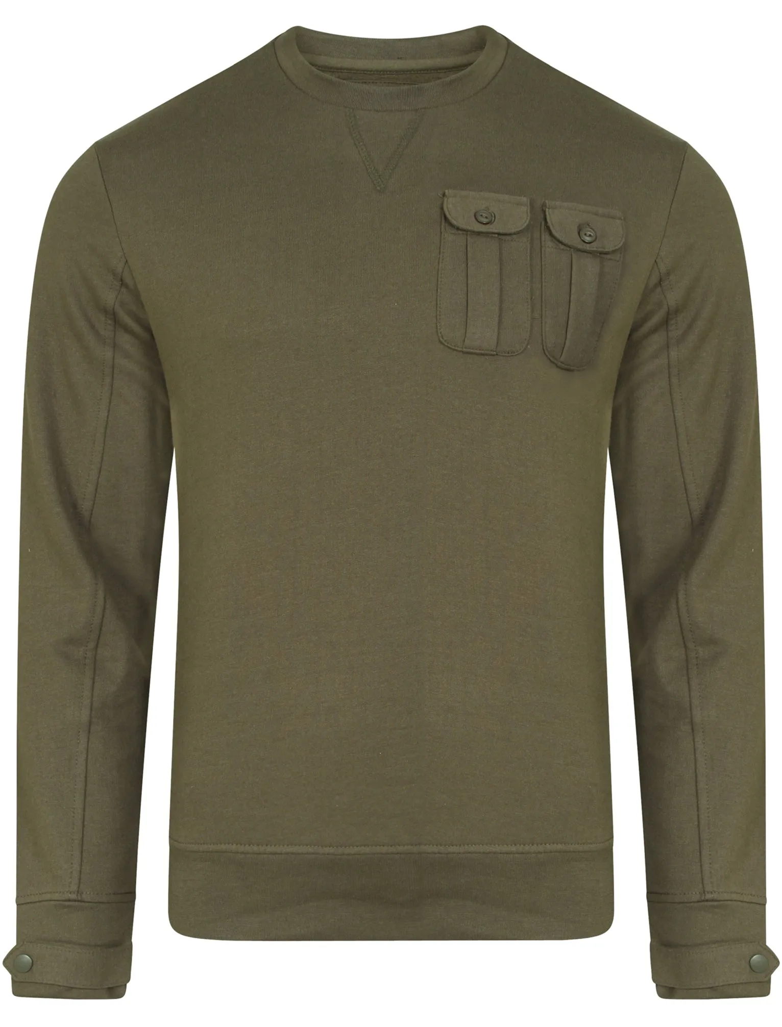 Darryl Double Pocket Crew Sweatshirt In Khaki