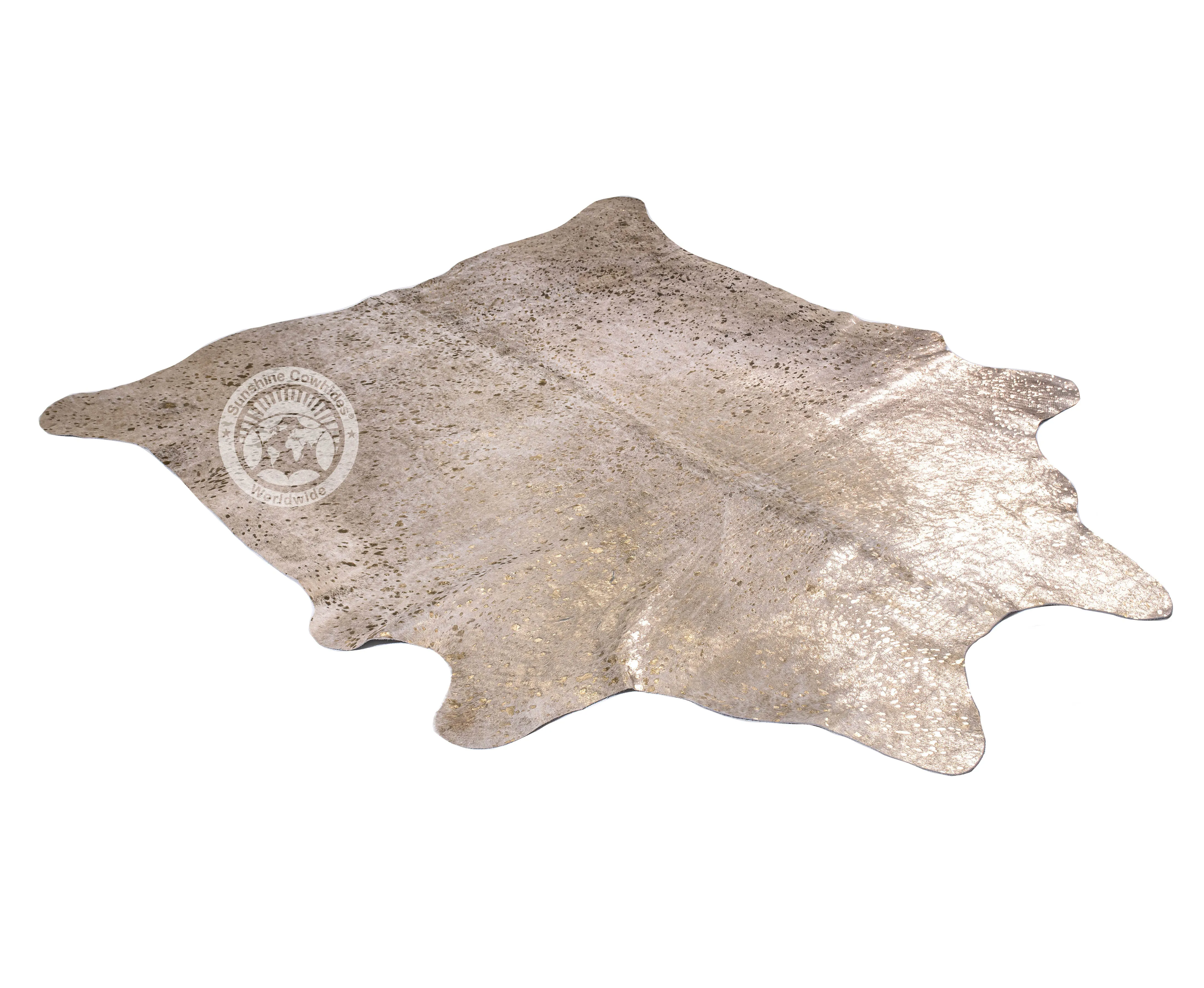 Devore Metallic Gold on Off White Cowhide Rug