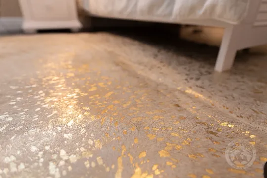 Devore Metallic Gold on Off White Cowhide Rug