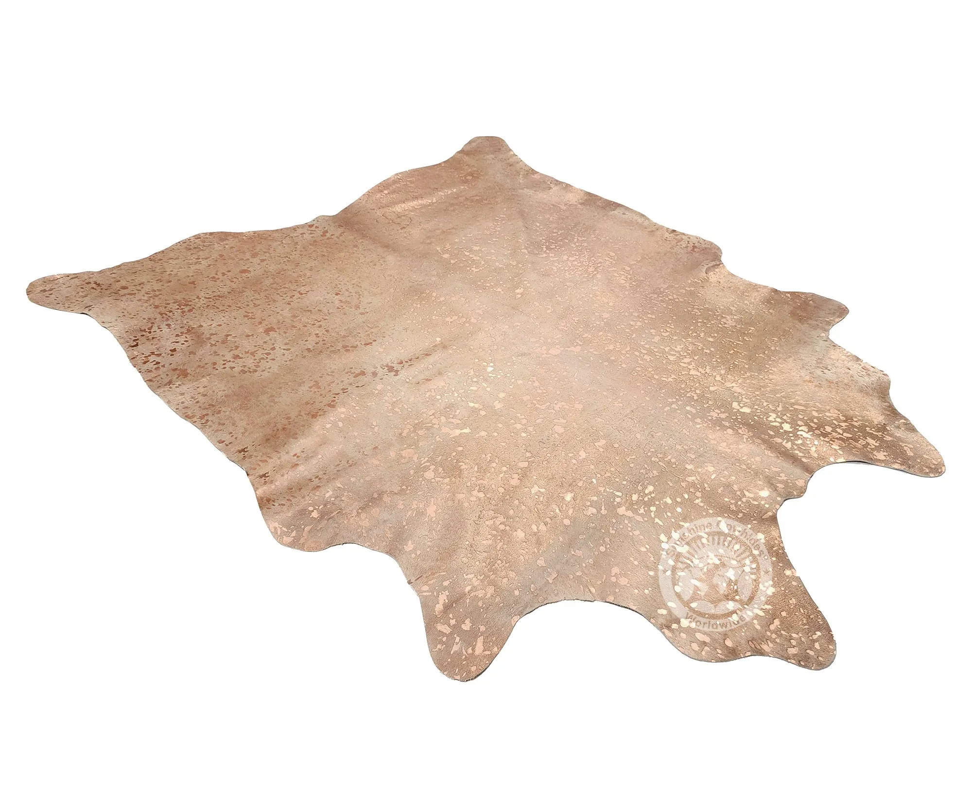 Devore Metallic Rose Gold on Off White Cowhide Rug