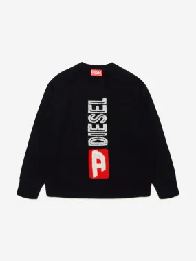 Diesel Kids Wool Knitted Logo Jumper in Black