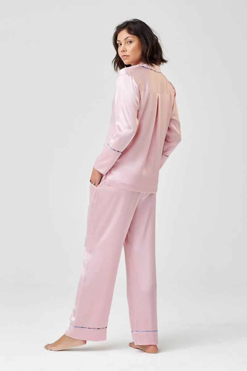 Dietrich Pale Pink Silk Pyjama Shirt