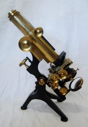 Edwardian Cased Royal Model Microscope by W Watson & Sons, High Holborn, London.