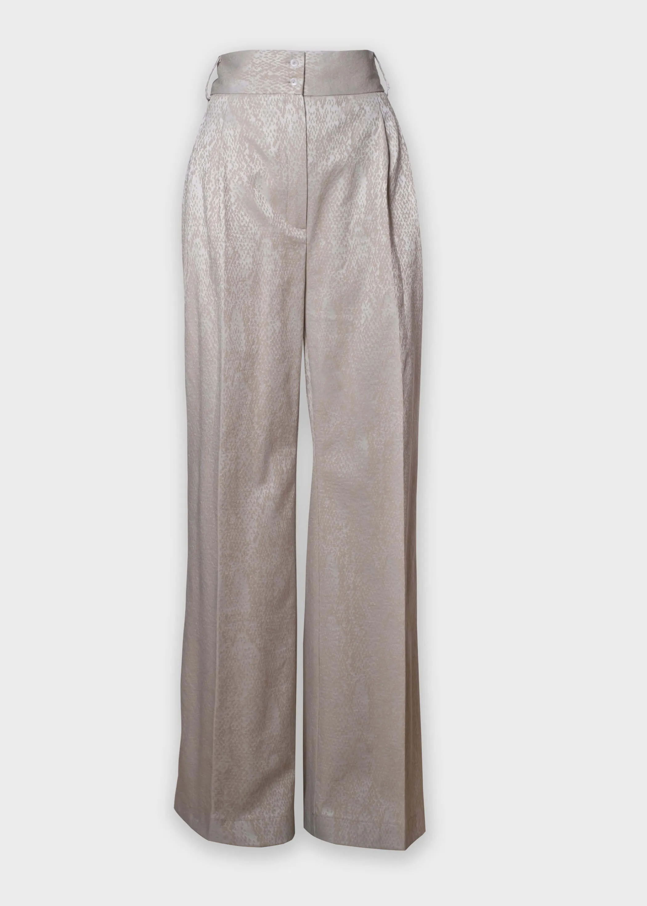 ELISE Croc Patterned Highwaist Trousers - Beige