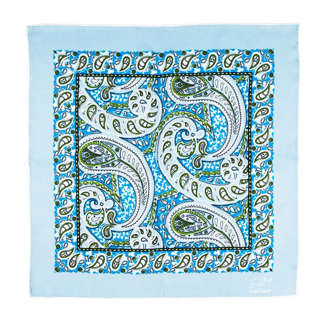 Ellington Paisley Silk Pocket Square, Blue / Light Blue / Green