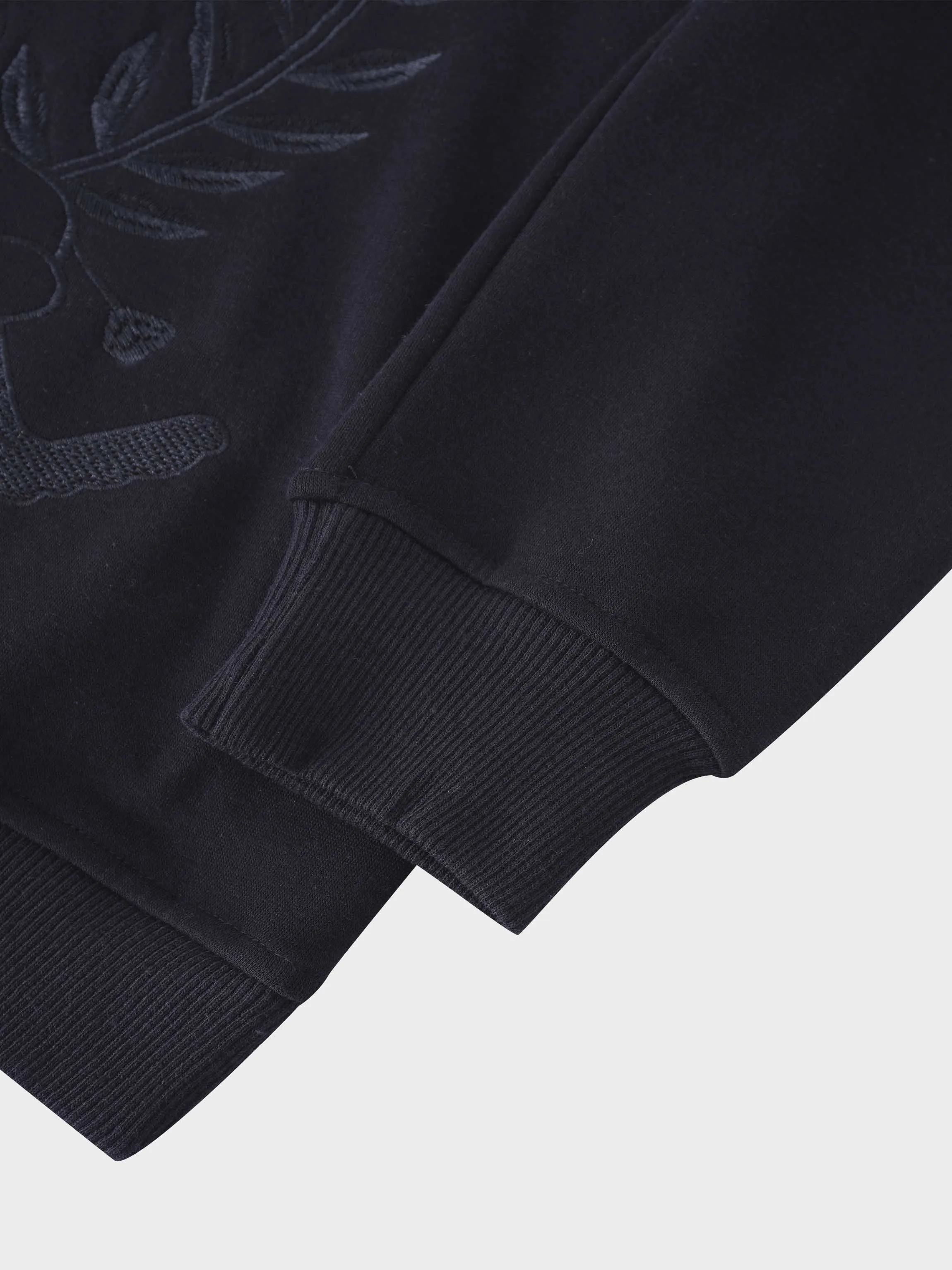 Embroidered Sweatshirt-Black Crest