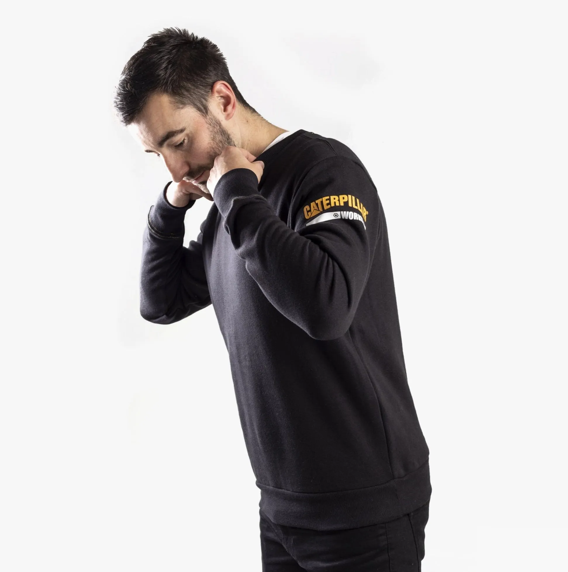 ESSENTIALS CREW NECK Mens Cotton/Fleece Jumper Black