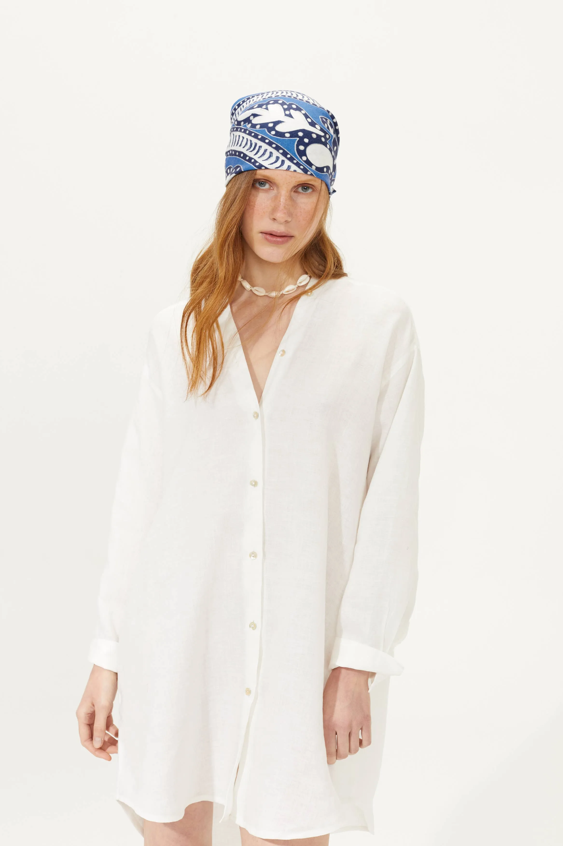 Exuma Linen Shirt Dress - White