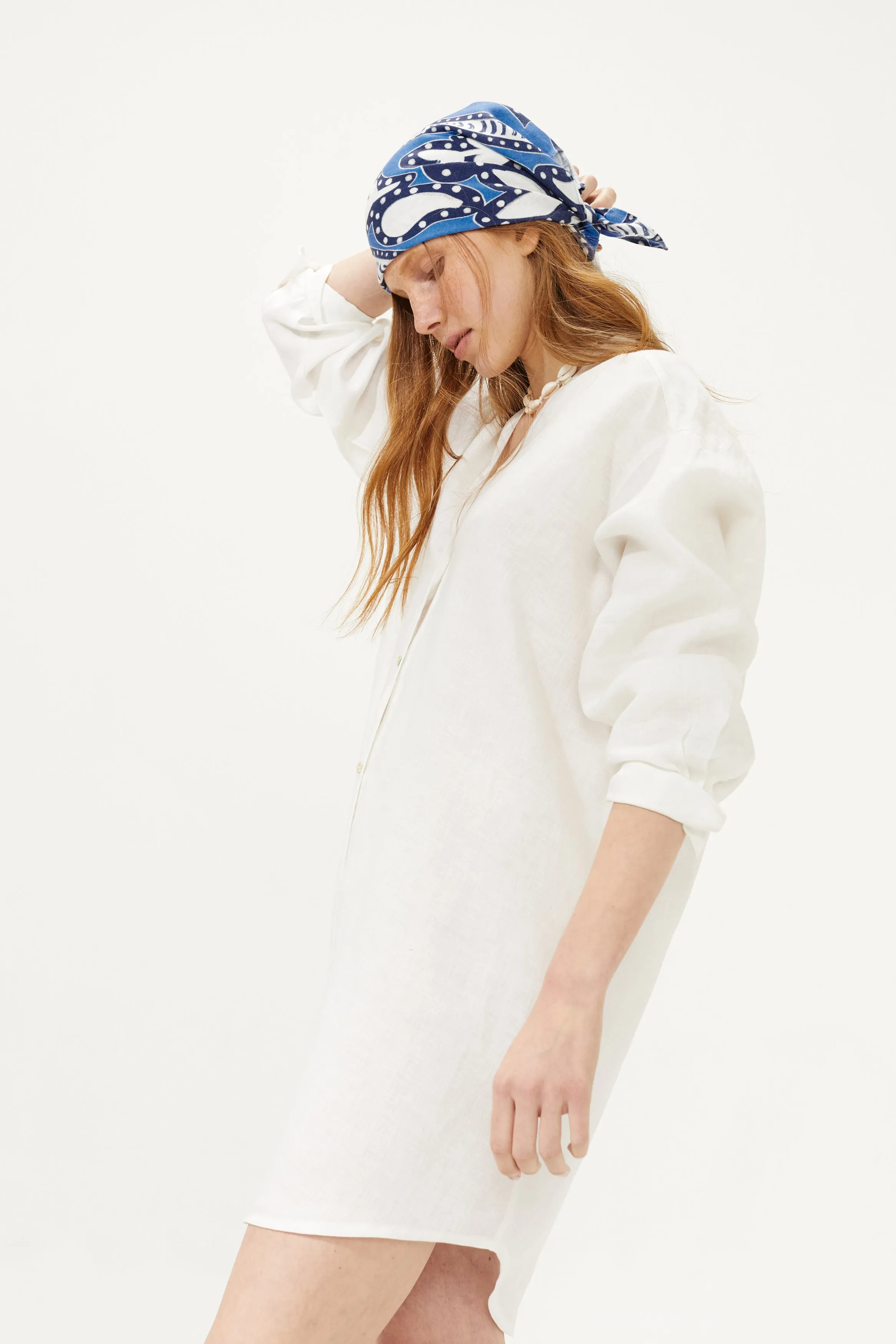 Exuma Linen Shirt Dress - White