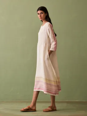 Eza Pintucked Linen Dress - Ivory