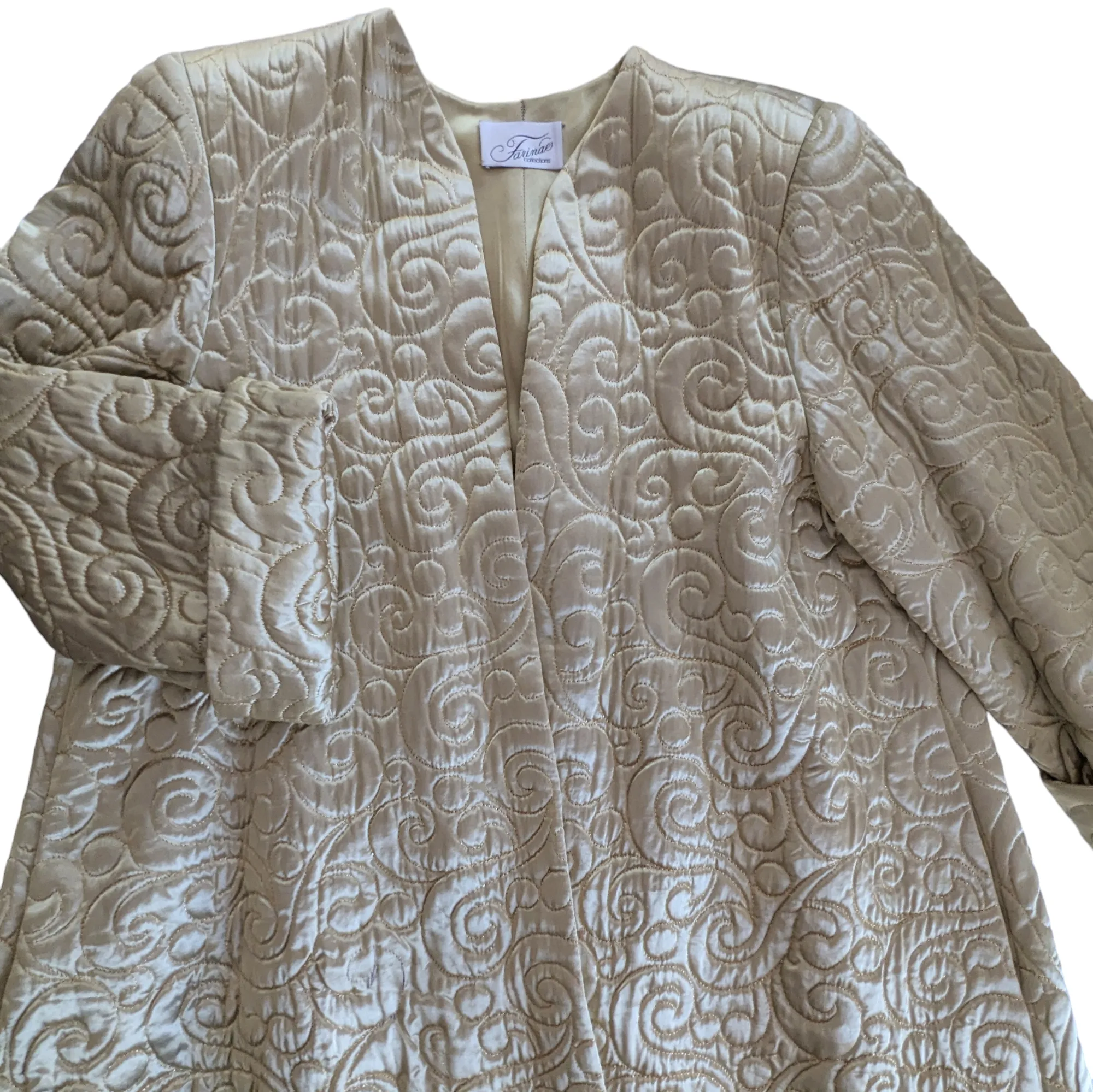 Farinae Vintage Quilted Evening Coat Size Large