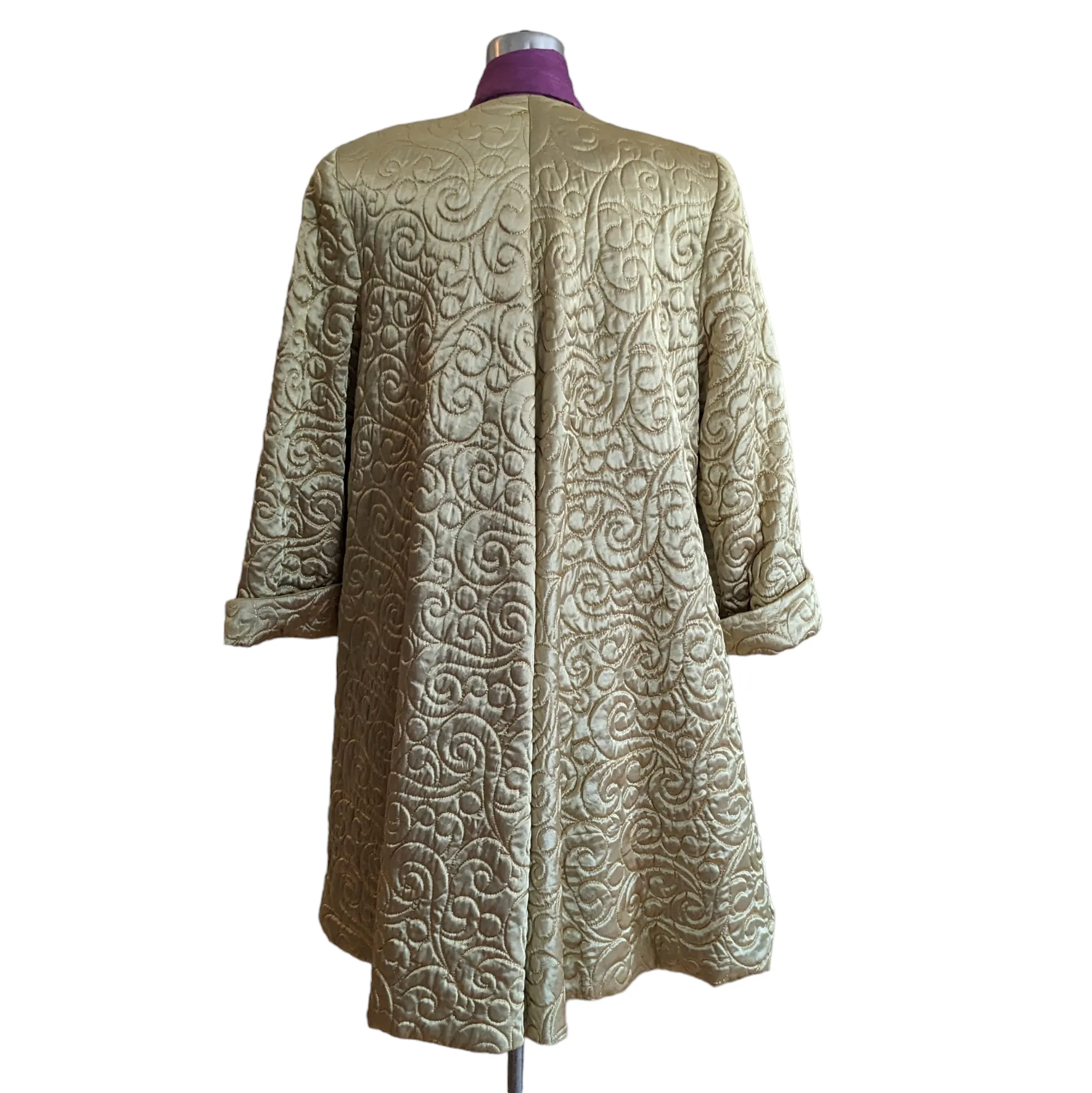 Farinae Vintage Quilted Evening Coat Size Large