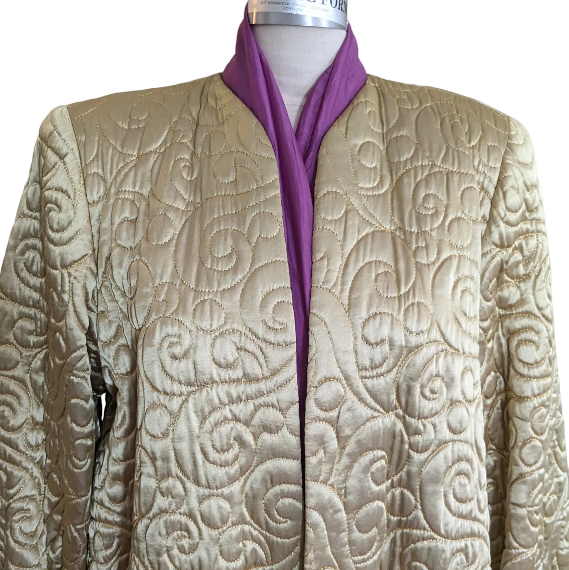 Farinae Vintage Quilted Evening Coat Size Large