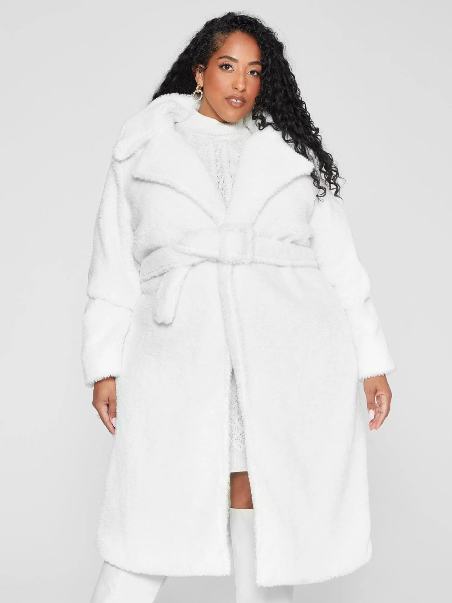 Fashion To Figure - Tahirah Faux Fur Belted Coat