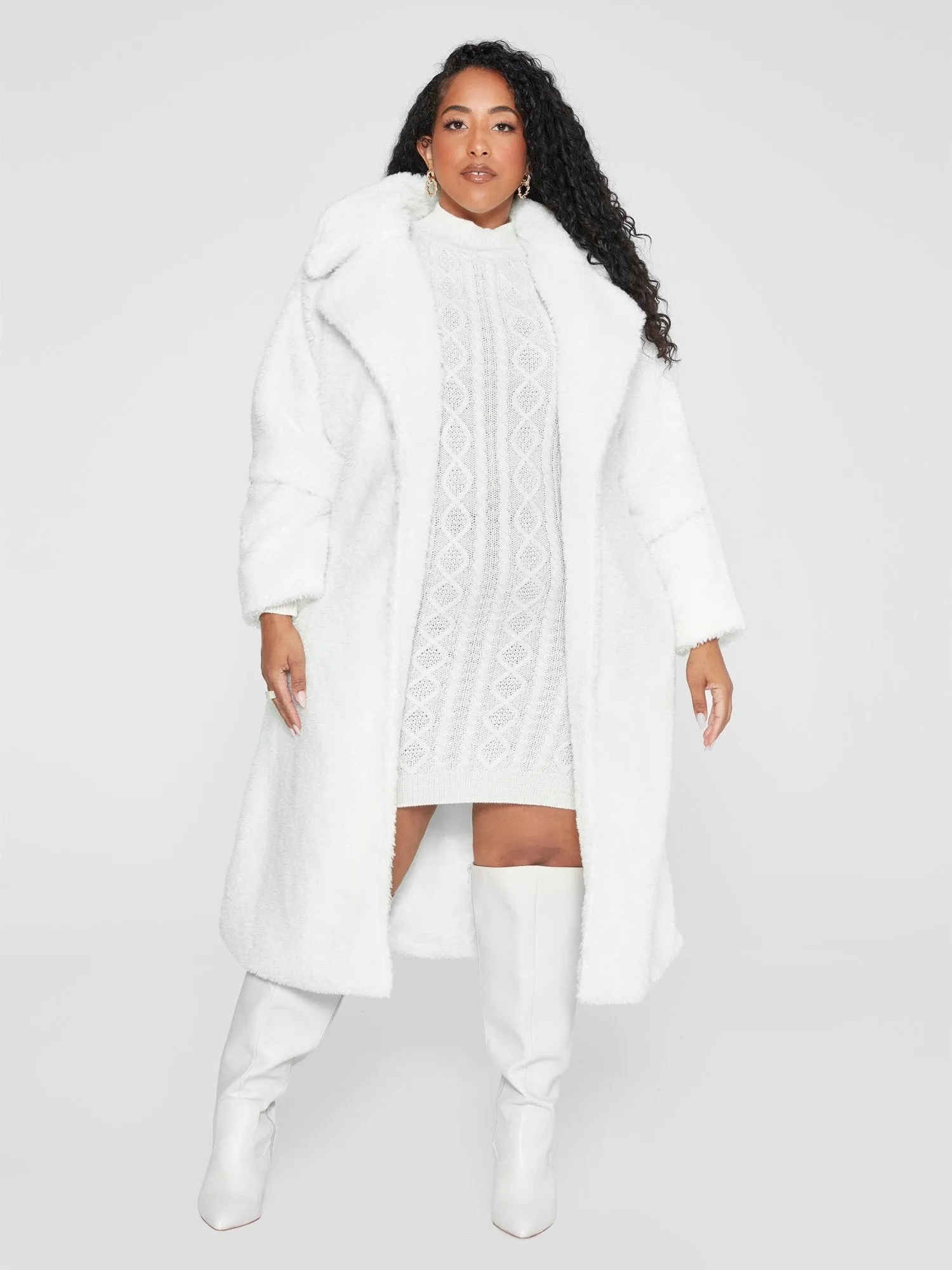 Fashion To Figure - Tahirah Faux Fur Belted Coat