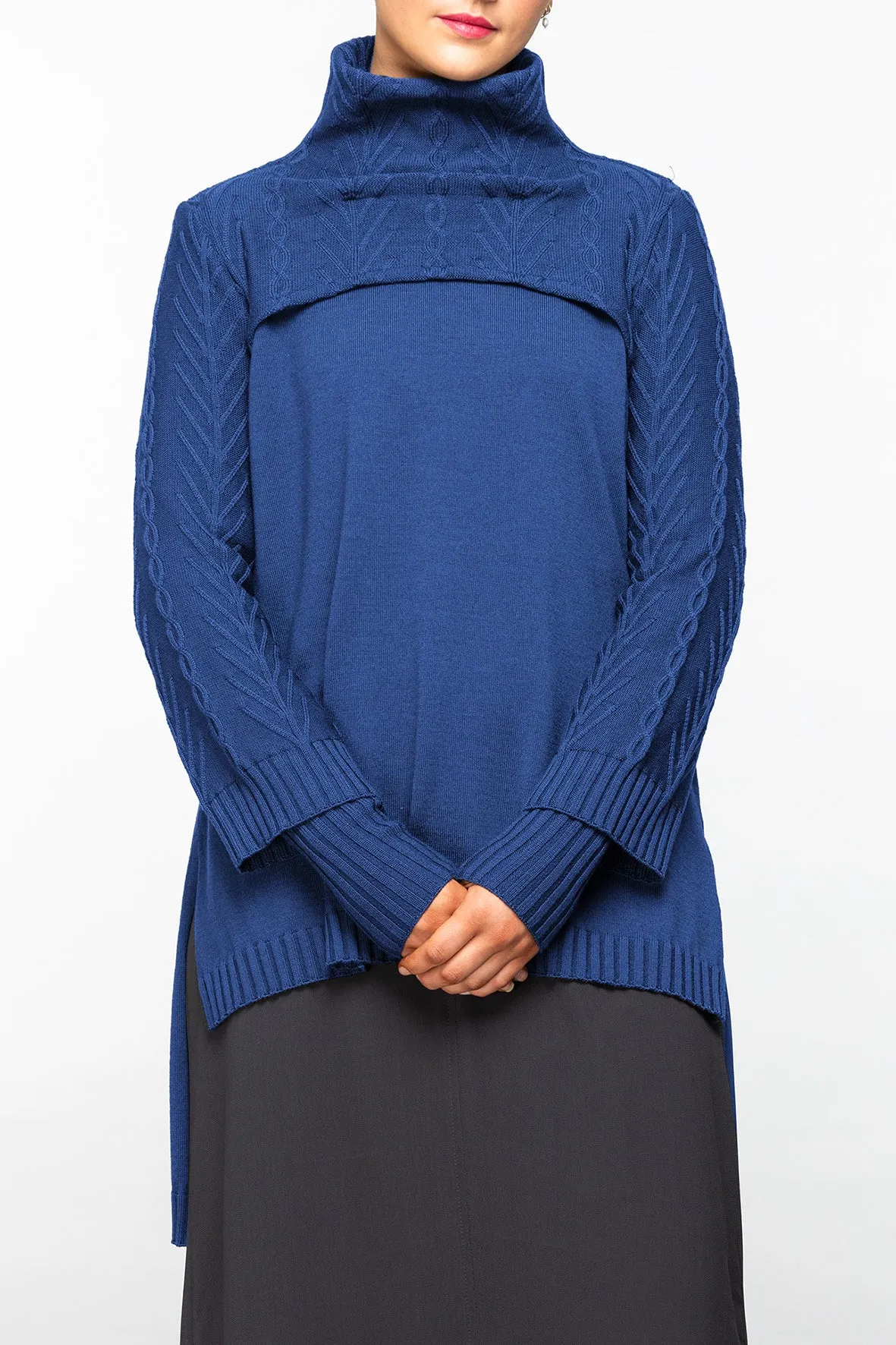 First Edition - Cropped Merino Jumper - Atlantic