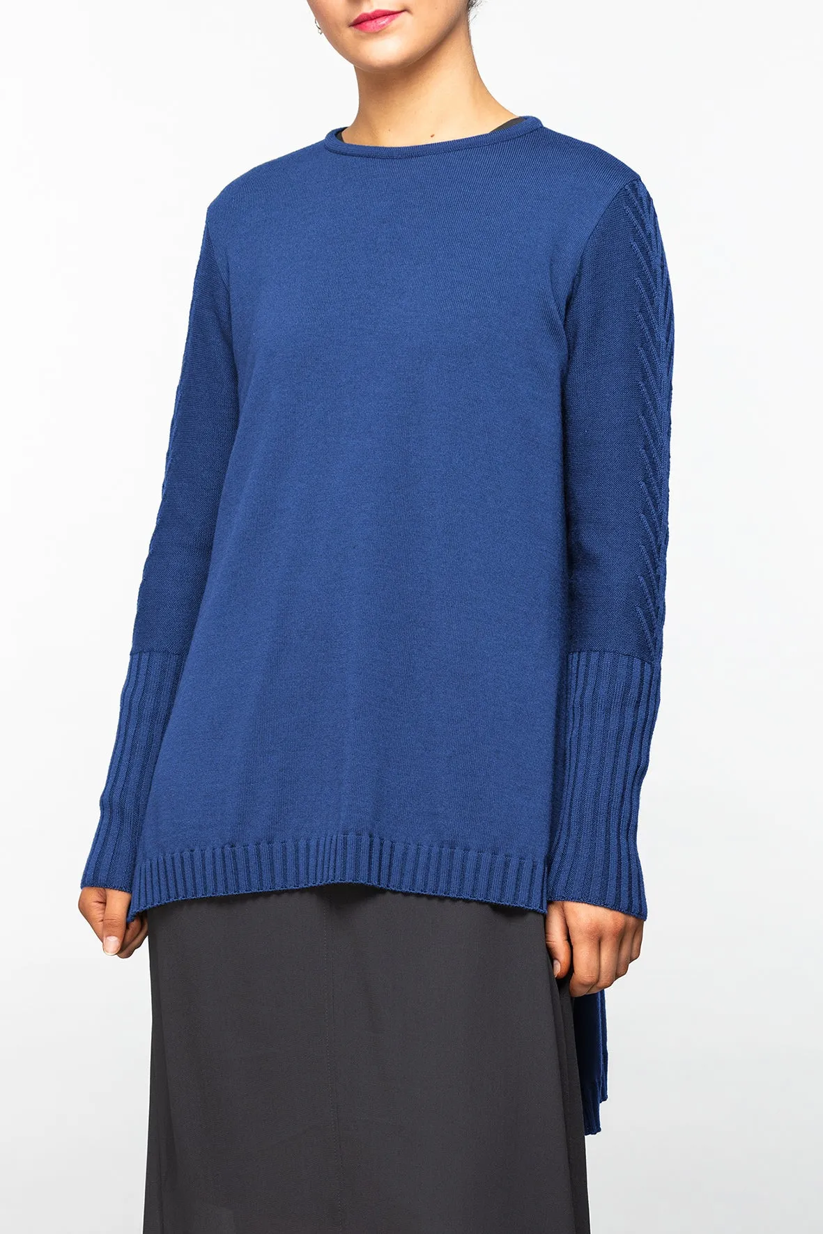 First Edition - Cropped Merino Jumper - Atlantic