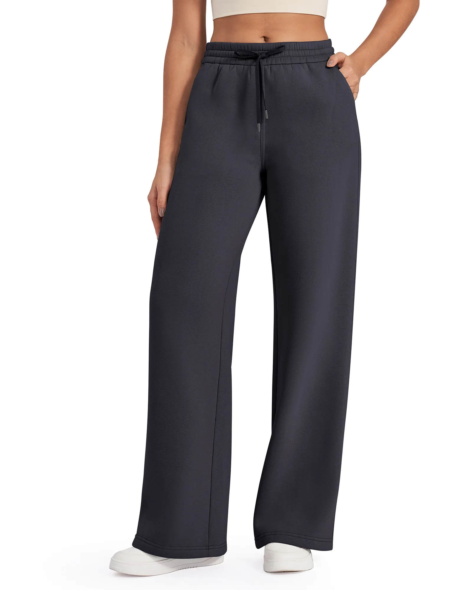 Fleece Lined Drawstring High-Waist Pants 31