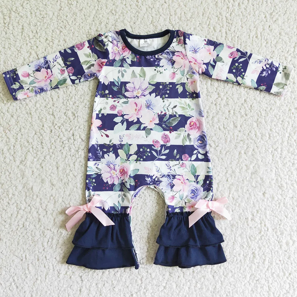 Flower Print Cute Infant Baby Girl Rompers LR0063