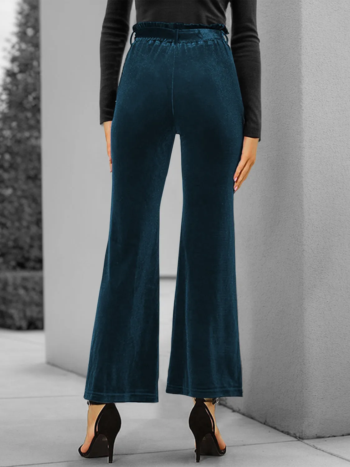 Full Size Tied High Waist Bootcut Pants