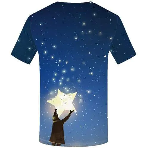 Galaxy Space T shirts Men Star Tshirt Printed Character Tshirt Anime Cartoon Tshirts Casual Abstract Shirt Print Short Sleeve