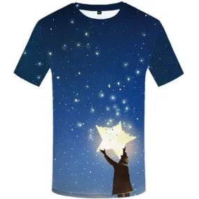 Galaxy Space T shirts Men Star Tshirt Printed Character Tshirt Anime Cartoon Tshirts Casual Abstract Shirt Print Short Sleeve