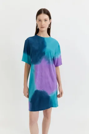 GARY BIGENI | SCOUT MINI BIAS T-SHIRT HAND PAINTED DRESS - BLUE