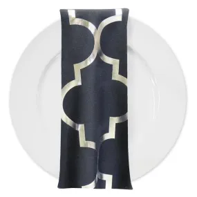 Gatsby (Metallic Print) Table Napkin in Black and Silver